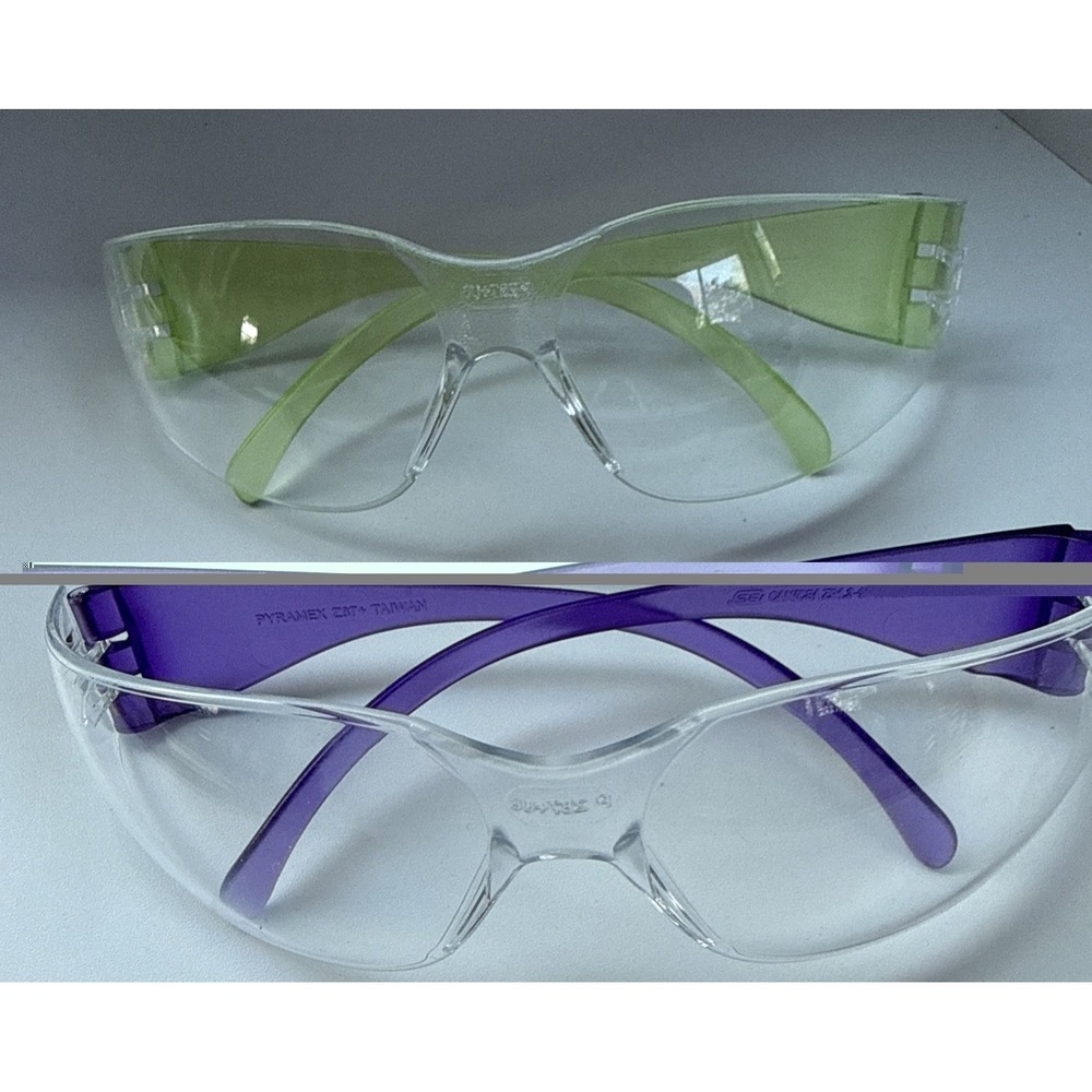 PYRAMEX ZTEK SAFETY GLASSES Lime Green & Purple Z87+ (2 PAIR)